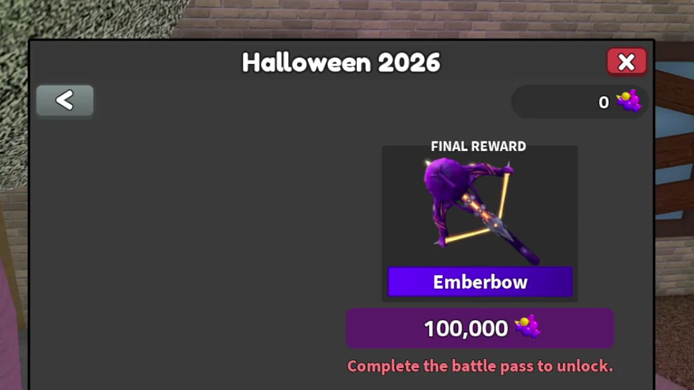 O prêmio final do passe: o Emberbow, por 100.000 doces.